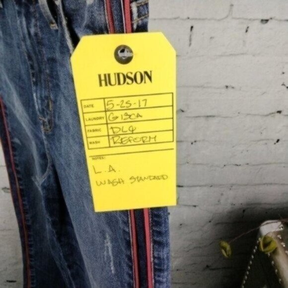 Hudson High-rise Straight Slim Striped Jeans Blue Size 25 - Picture 4 of 6